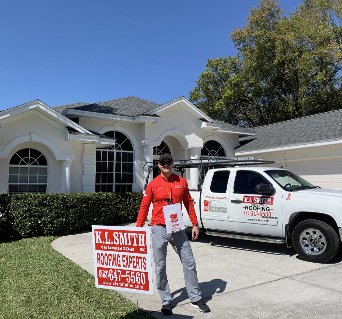 KL Smith Roofing Contractor onsite at a Lakeland, FL, residential home after a recent roof replacement.